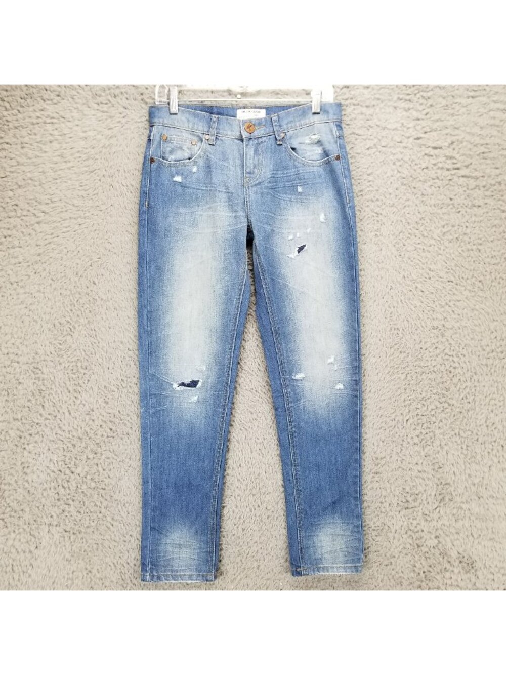 One X One TeaSpoon Jeans Womens 24 Blue Denim Relaxed Leg Tapered Cuff *Read*